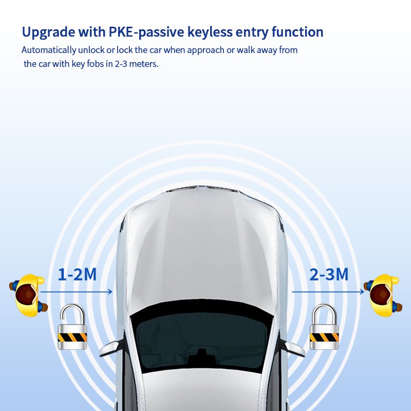 EASYGUARD Universal EC002-T2-NFC Car Alarm System with Vibration Warning Passive Keyless Entry Remote Start