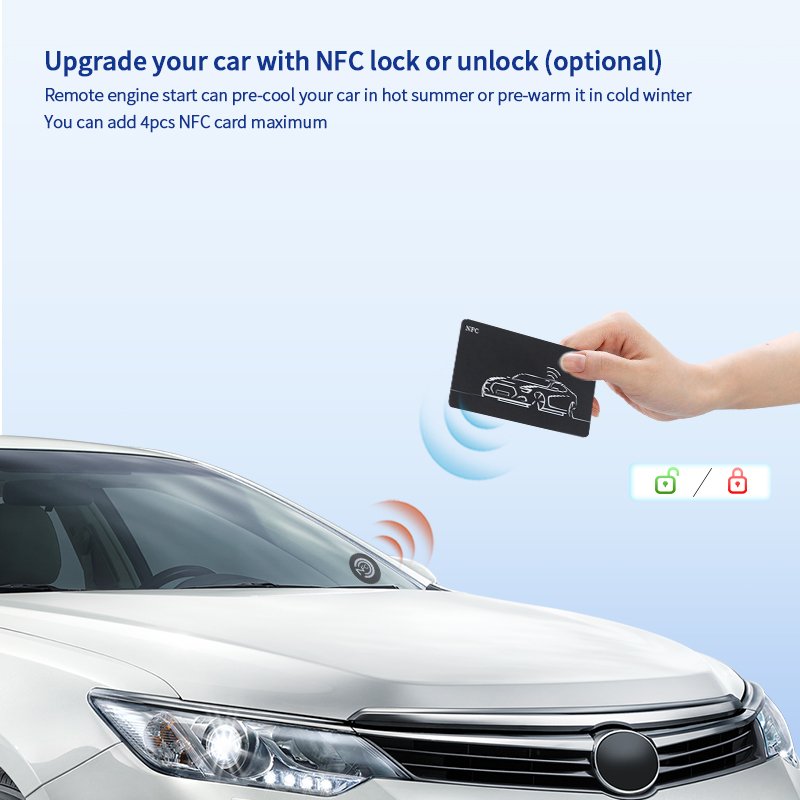 EASYGUARD Universal EC002-T2-NFC Car Alarm System with Vibration Warning Passive Keyless Entry Remote Start