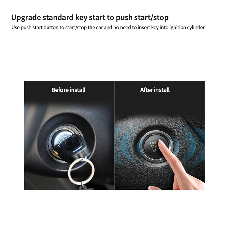 EASYGUARD Universal EC002-T2-NFC Car Alarm System with Vibration Warning Passive Keyless Entry Remote Start