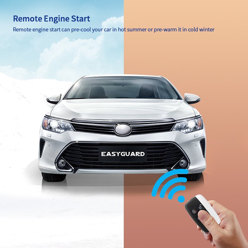 EASYGUARD Universal EC002-LA-NFC Car Alarm System with Passive Keyless Entry Remote Start NFC Lock Unlock