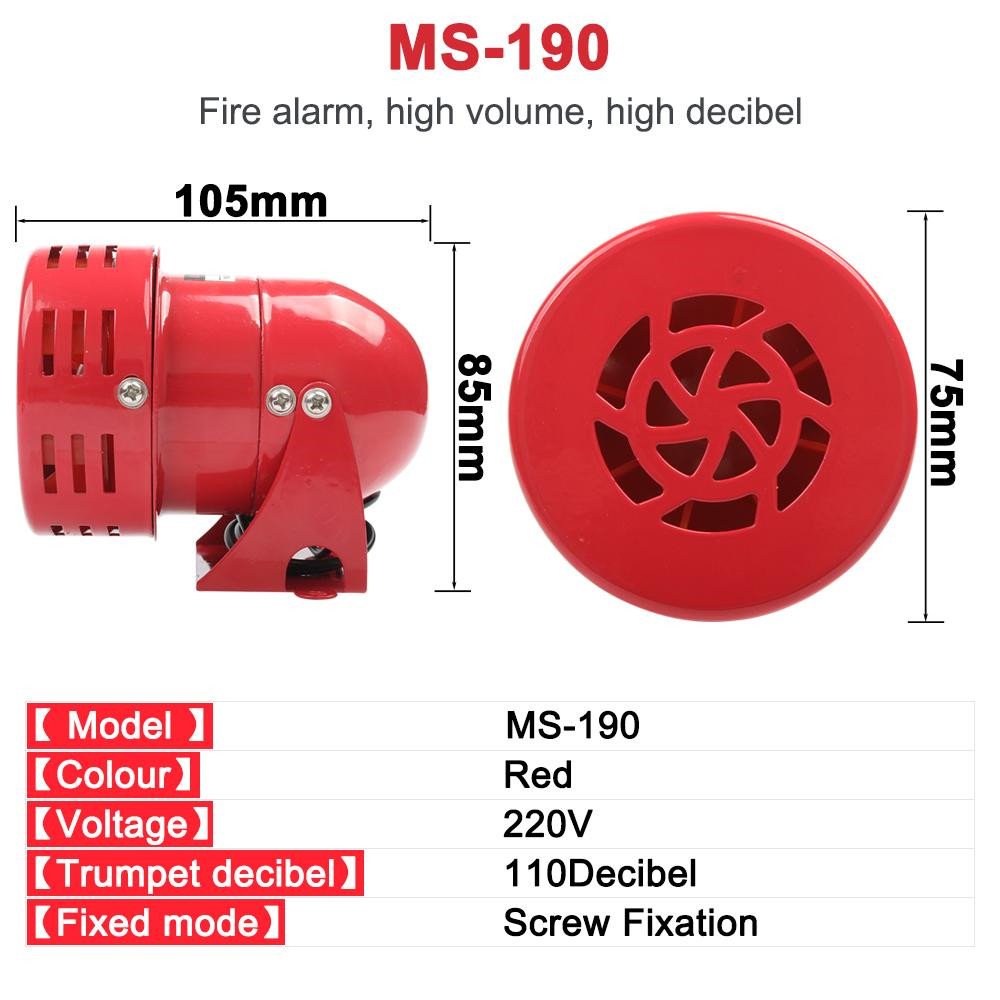 Air Raid Siren Horn Car Truck Motor Driven Alarm Red Siren Alarm