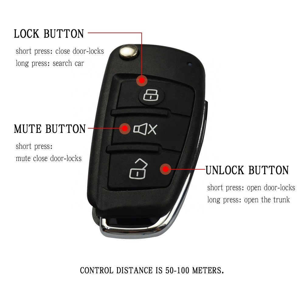 Carqseng Smart Phone App Remote Keyless Entry Car Alarms System Flip Key with Remote Trunk Release for Toyota Honda Hyundai