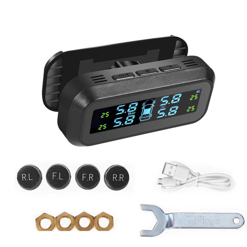 Car Tire Pressure Monitor System TPMS Tyre Pressure Monitoring Solar Power Digital LCD Display Auto Security Alarm Systems Tyre