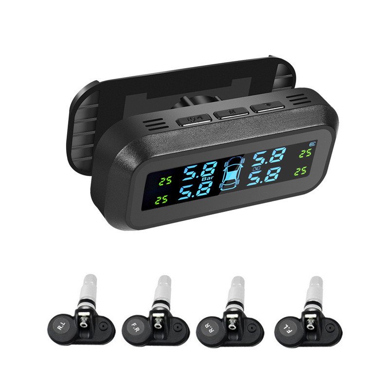 Car Tire Pressure Monitor System TPMS Tyre Pressure Monitoring Solar Power Digital LCD Display Auto Security Alarm Systems Tyre