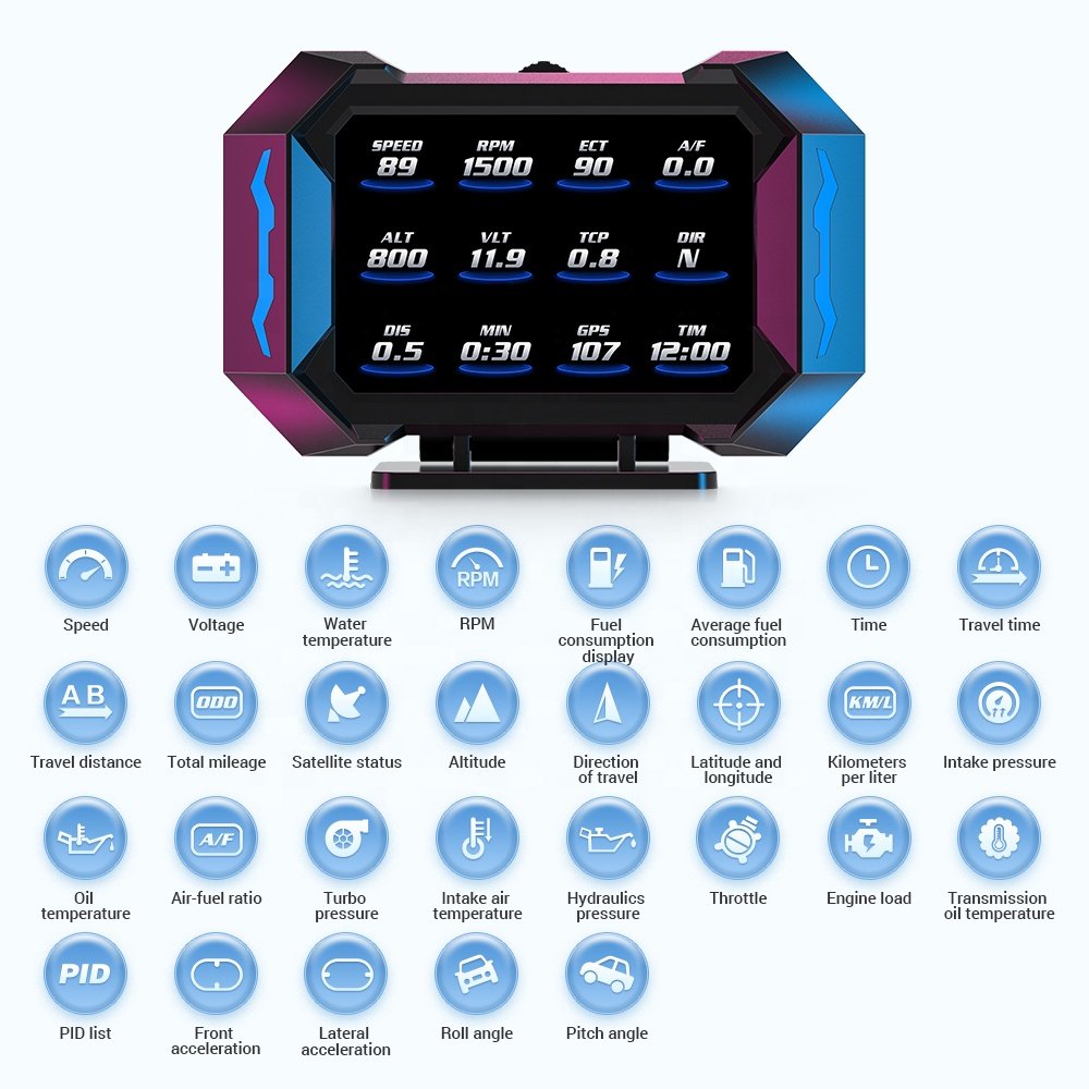 2024 Top Sell HUD Diagnostic Car Electronics Head up Display OBD2 GPS Speed Slope Meter P25 Car HUD
