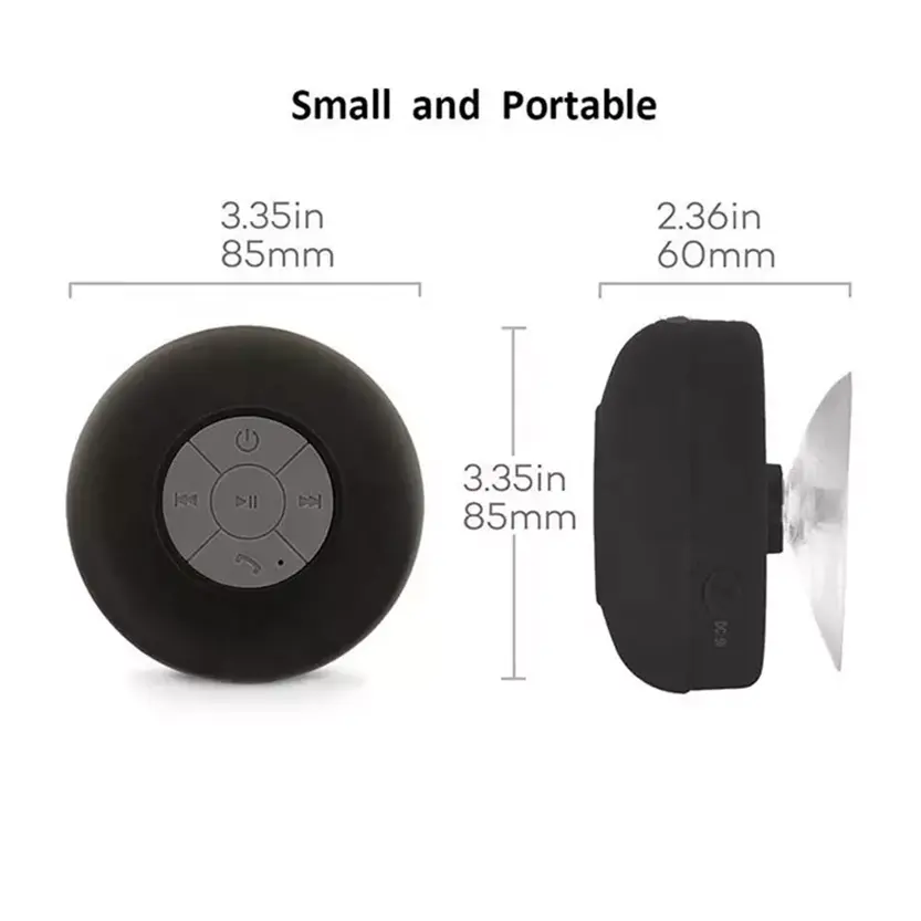 Factory High Quality Portable Rechargeable BT Waterproof Speaker Wireless Speaker With Suction Cup for Car Bathroom Office