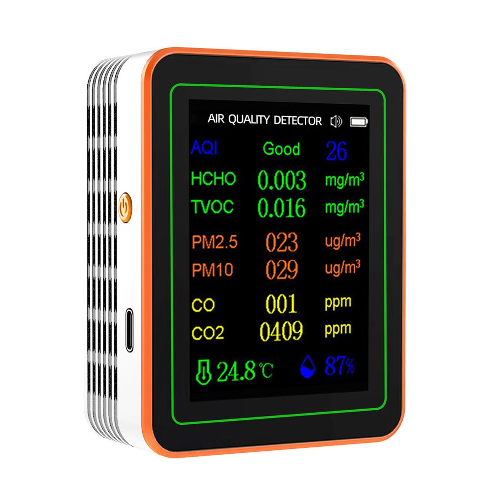 New 10 in 1 PM2.5 PM10 TVOC CO2 AQI Formaldehyde Detector Meter Indoor Air Pollution Sensor Air Quality Monitor for Home Office