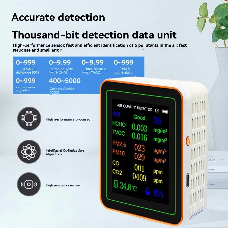 New 10 in 1 PM2.5 PM10 TVOC CO2 AQI Formaldehyde Detector Meter Indoor Air Pollution Sensor Air Quality Monitor for Home Office