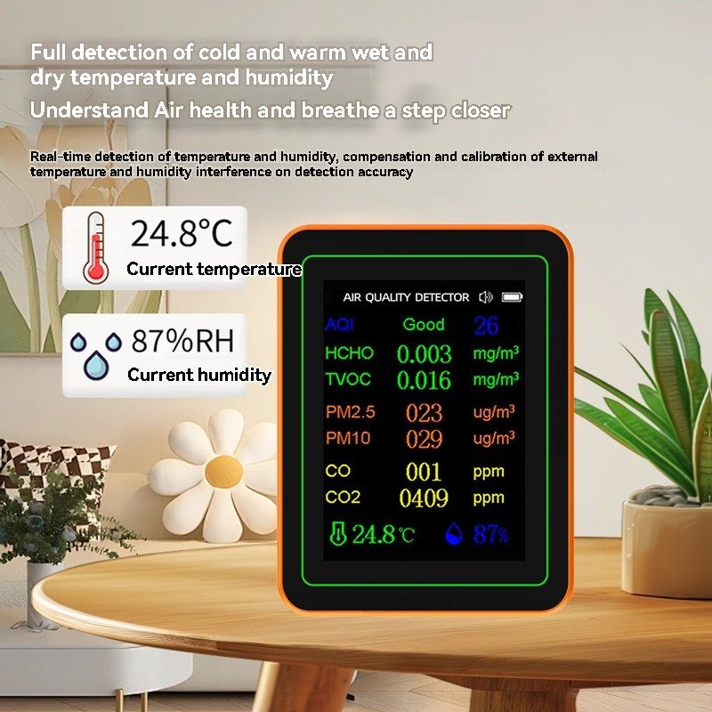 New 10 in 1 PM2.5 PM10 TVOC CO2 AQI Formaldehyde Detector Meter Indoor Air Pollution Sensor Air Quality Monitor for Home Office