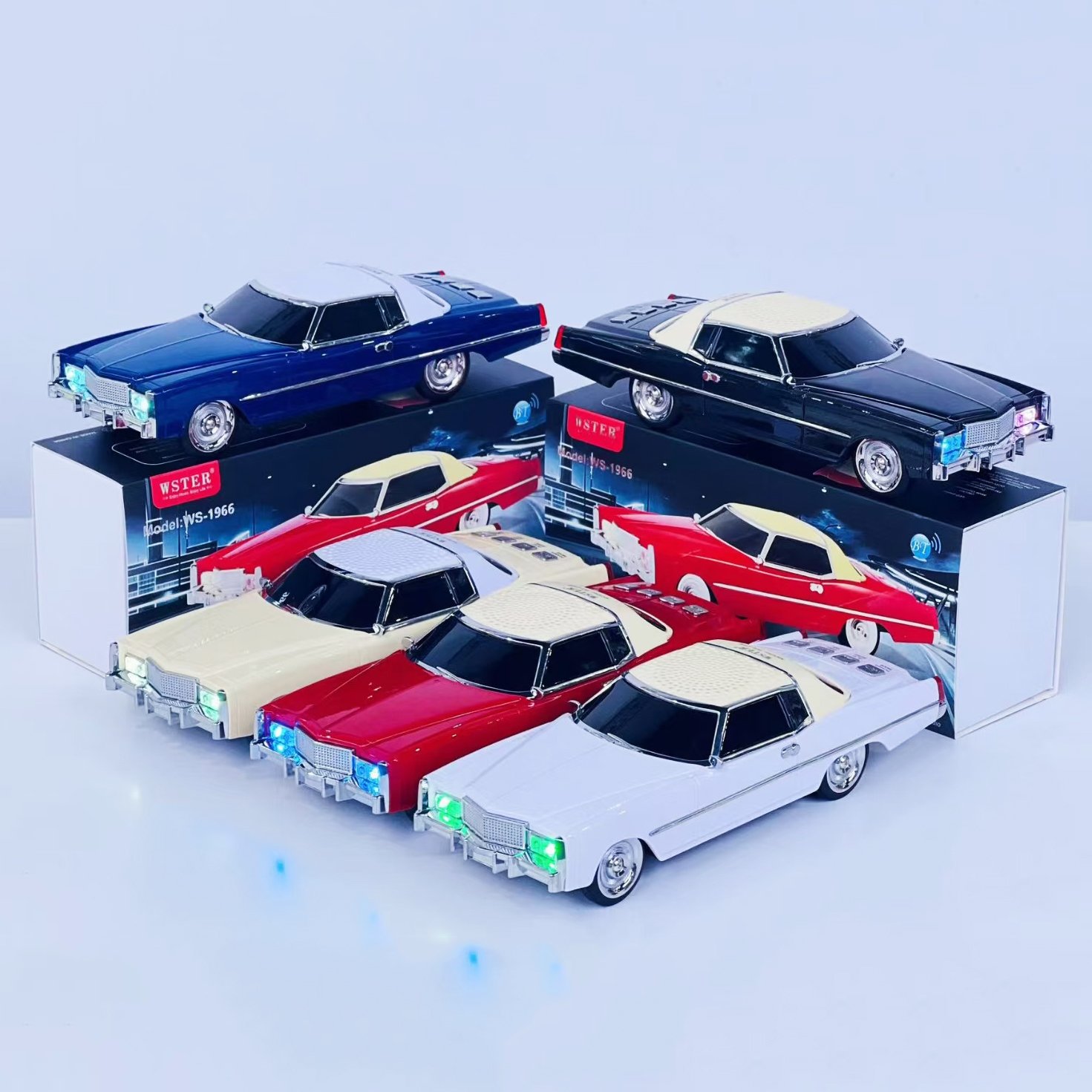 WS-1966 10W Cadillac Classical Vintage Car Design Wireless Desktop Party BT Portable Mini Karaoke Speaker With FM Radio