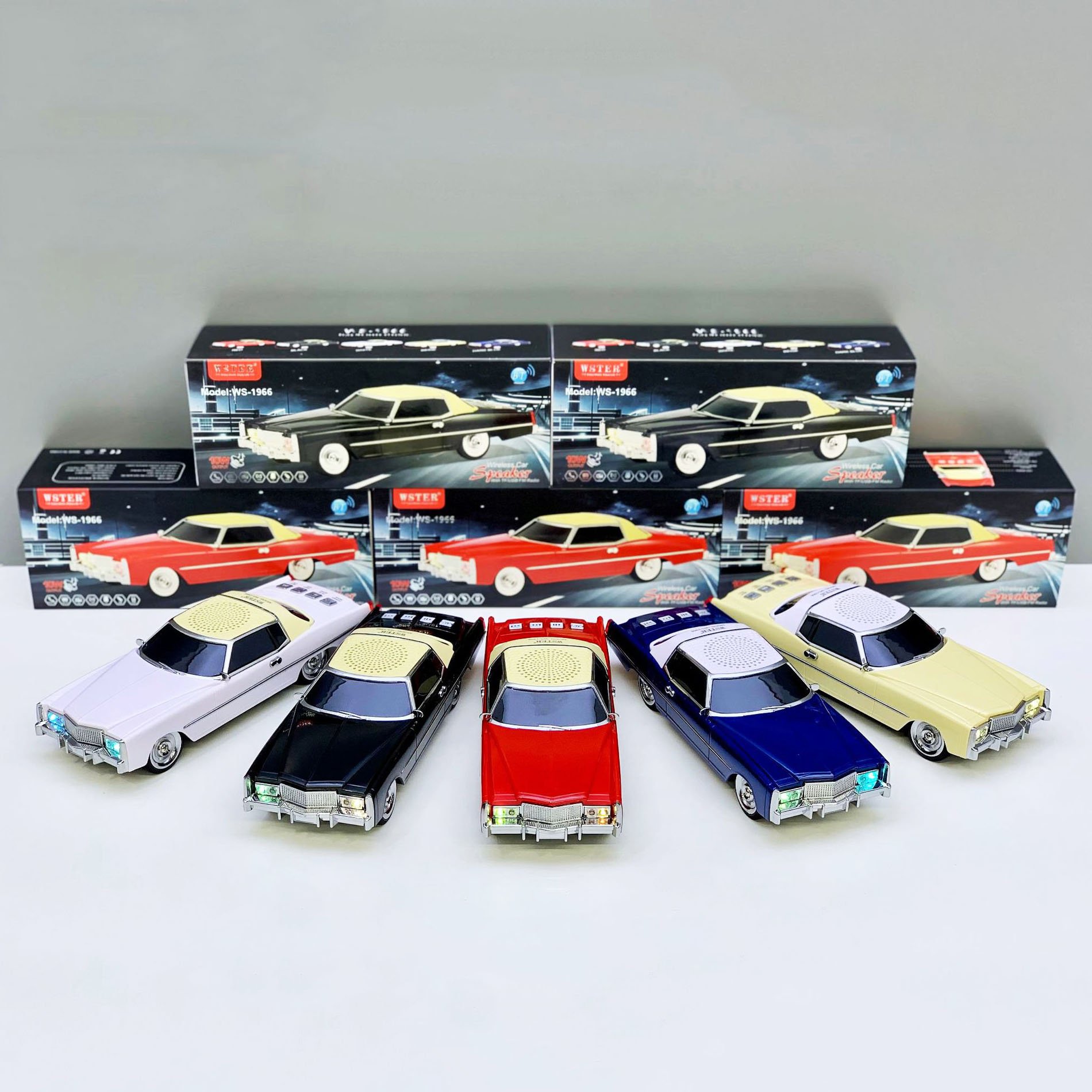 WS-1966 10W Cadillac Classical Vintage Car Design Wireless Desktop Party BT Portable Mini Karaoke Speaker With FM Radio
