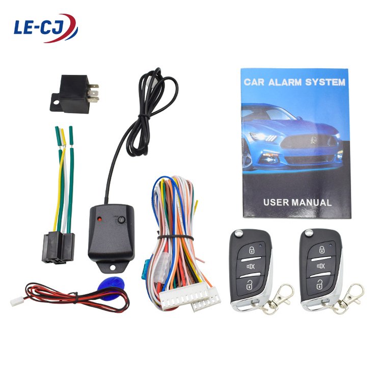 LE-CJ Engine Keyless Entry PKE Car Alarm System Shock Warning Start Stop Remote Starter Push Start Button