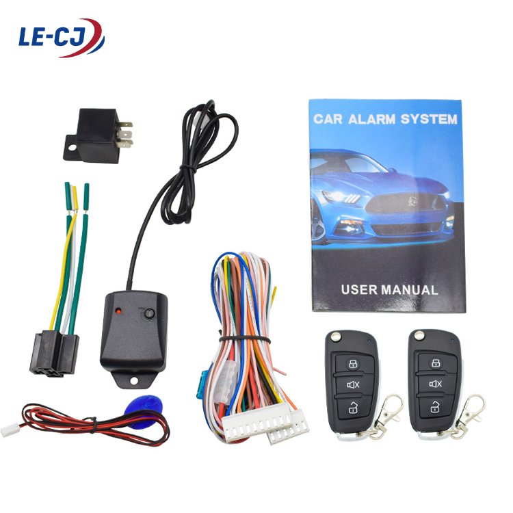 LE-CJ Engine Keyless Entry PKE Car Alarm System Shock Warning Start Stop Remote Starter Push Start Button