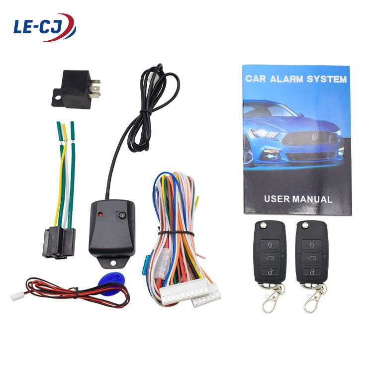 LE-CJ Engine Keyless Entry PKE Car Alarm System Shock Warning Start Stop Remote Starter Push Start Button