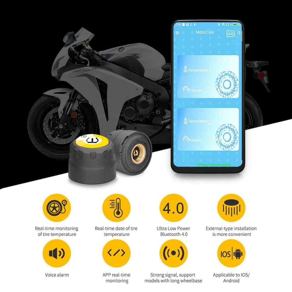 V100B External Sensors TPMS Car Tire Pressure M-onitoring Alarm Warning Wireless Connection for Android/iOS Support Motorcycle