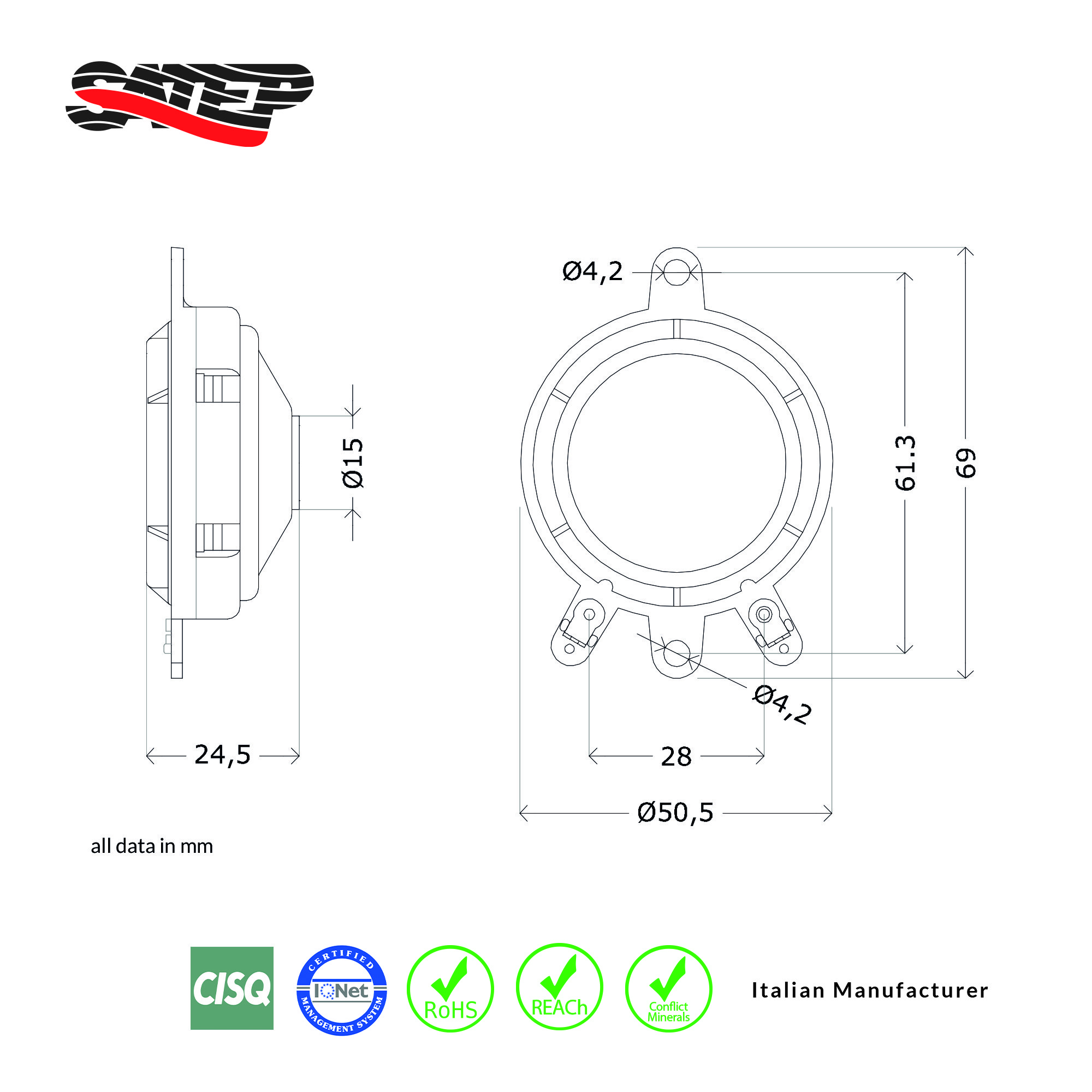 New Product Driver Unit Speaker Neodymium Magnet Motor TRN030 for Car Alarms Made in Italy Compact Driver Unit Horn Speaker