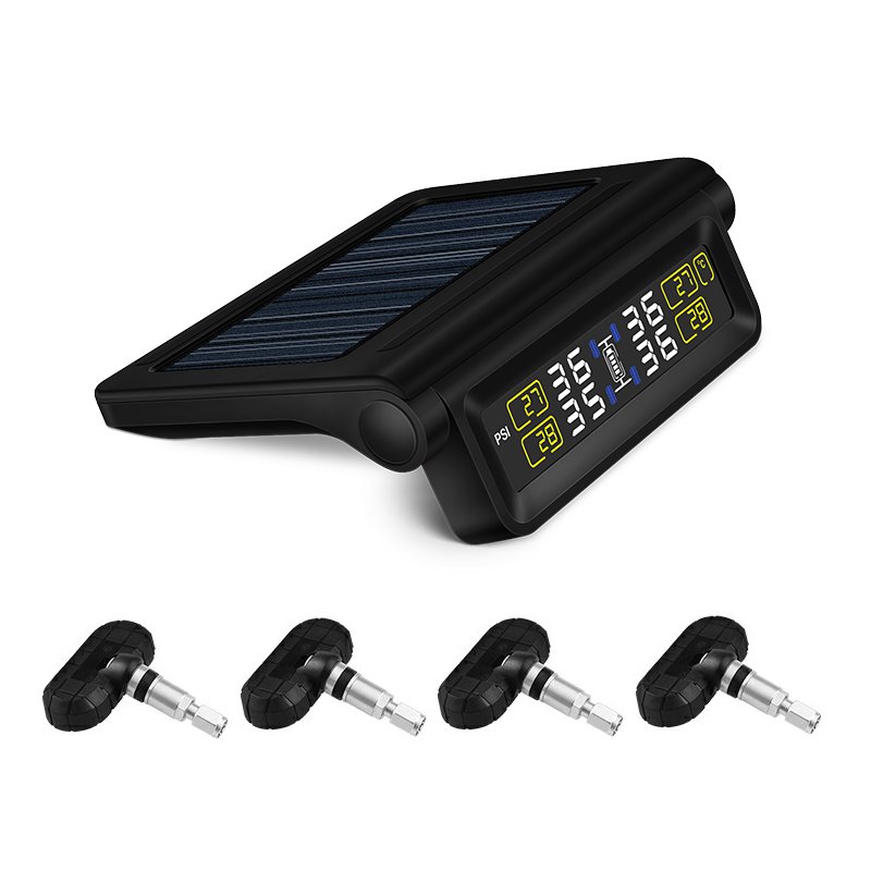 TPMS Car Tire Pressure Alarm Monitor System Automatic Brightness Control Wireless Solar Power 4 Sensors Decoration Accessories