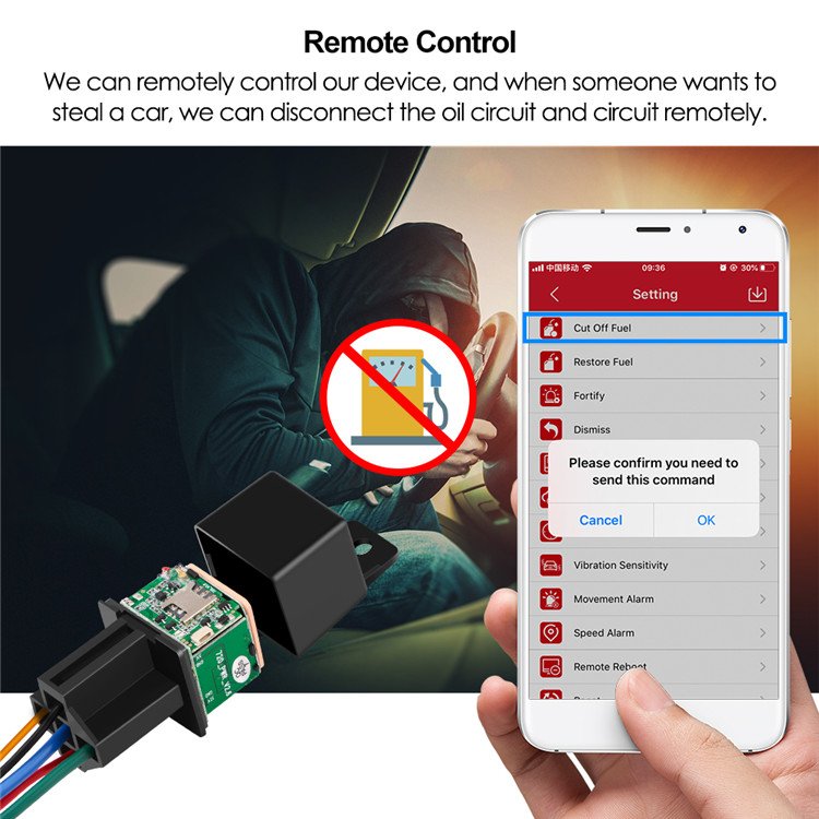 Hot Selling Fleet Management Anti Theft Hidden Motorcycle GPS Tracking Device MiCODUS MV730 Relay Car Tracker With SIM Card