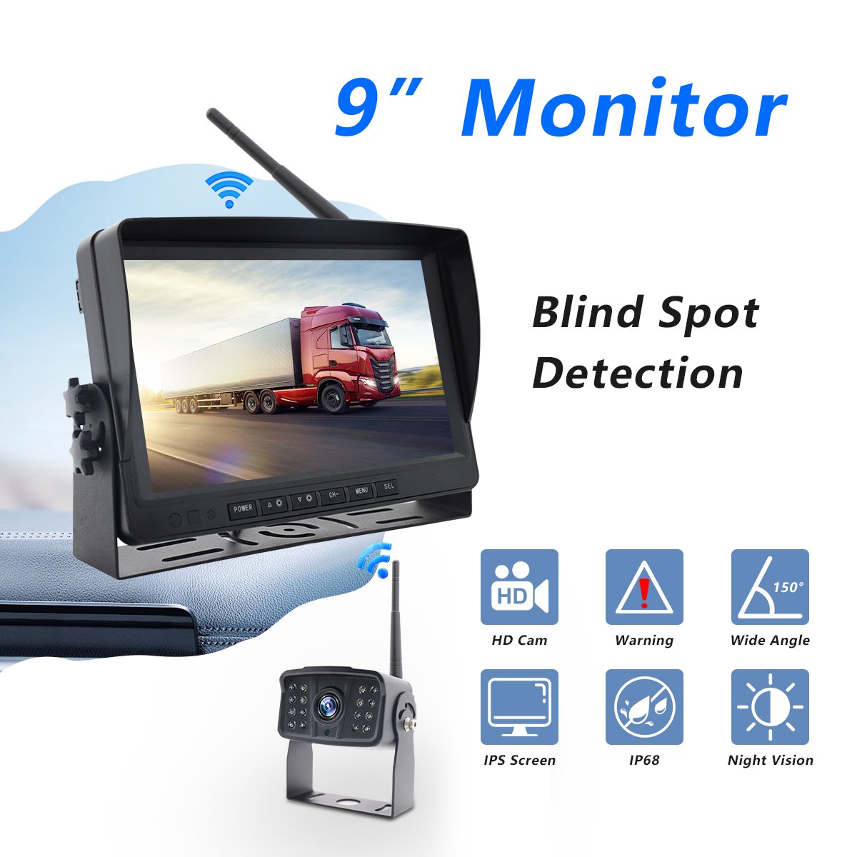 Car Reversing AHD Wireless Truck DVR Monitor Night Vision Reverse Backup Recorder Wifi Camera for Bus Forklift Truck