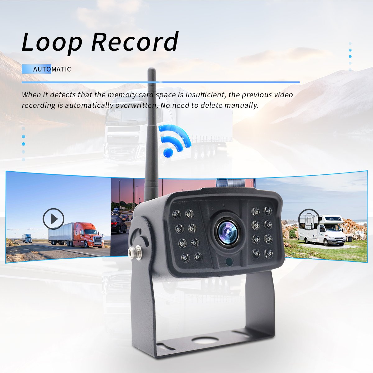 Car Reversing AHD Wireless Truck DVR Monitor Night Vision Reverse Backup Recorder Wifi Camera for Bus Forklift Truck
