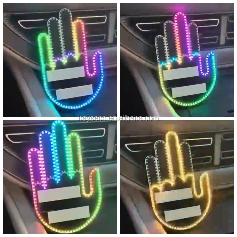Stock Available Flik Middle Finger Led Decoration Car Light Remote Control Cool Car Accessories Warning Brake Light