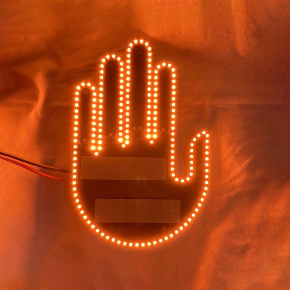 Stock Available Flik Middle Finger Led Decoration Car Light Remote Control Cool Car Accessories Warning Brake Light
