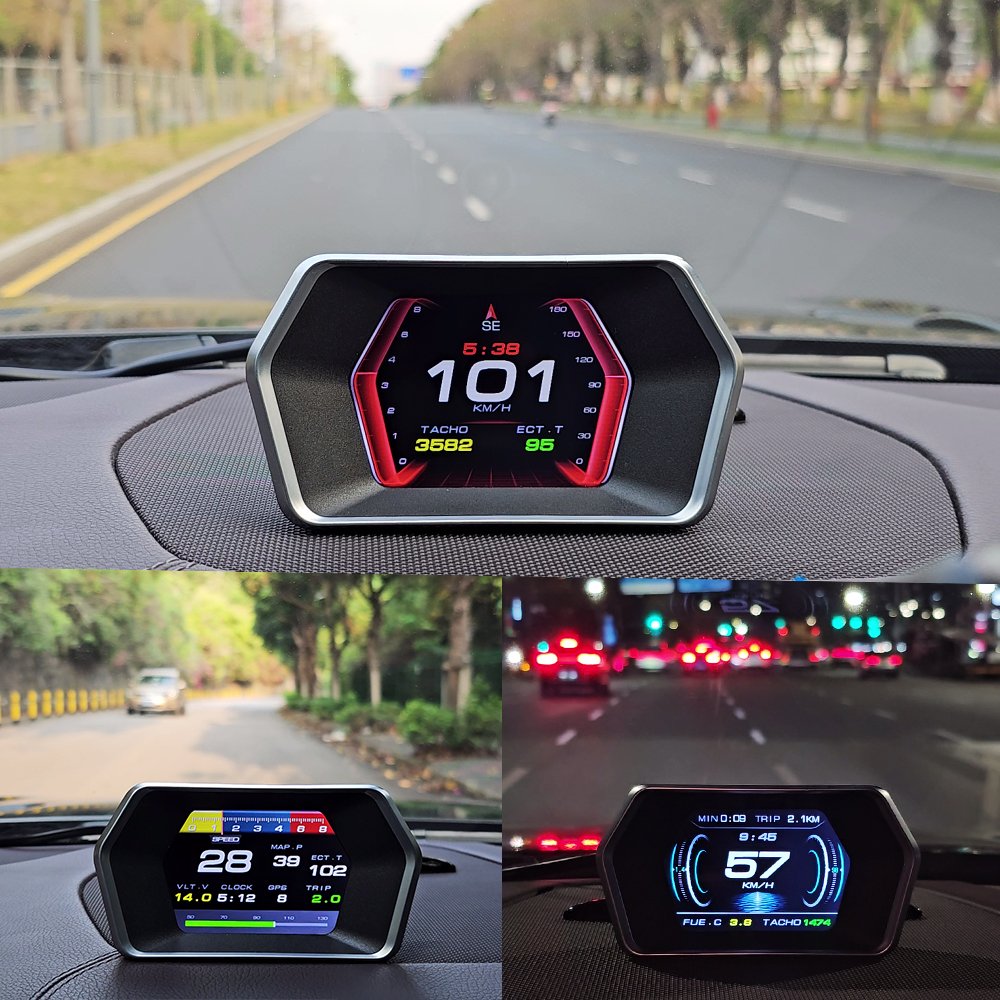 WIIYII OBD2+GPS Turbo Pressure P17 Head up Displays Obd2 Gauge Car Accessories Hud Obd2 Scanner for Vehicle