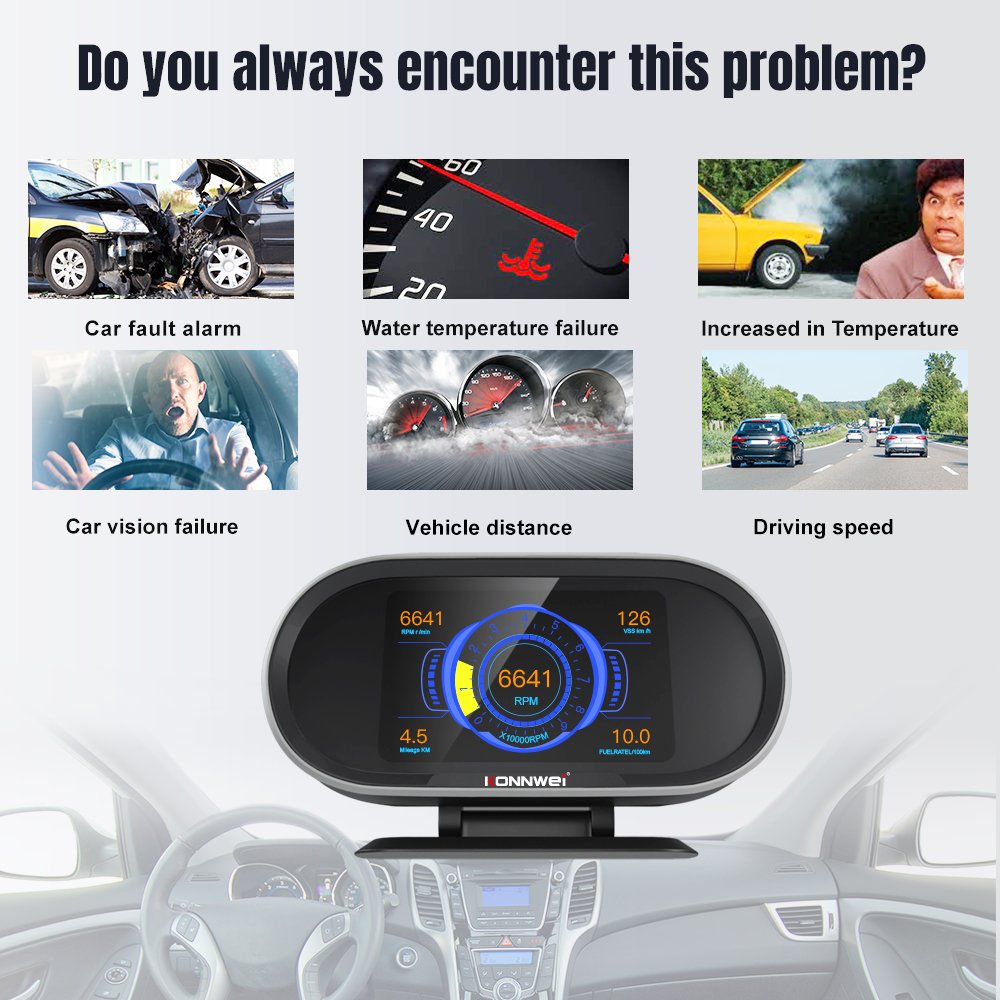 KONNWEI KW206 Car HUD Display Automotive Head-up Display