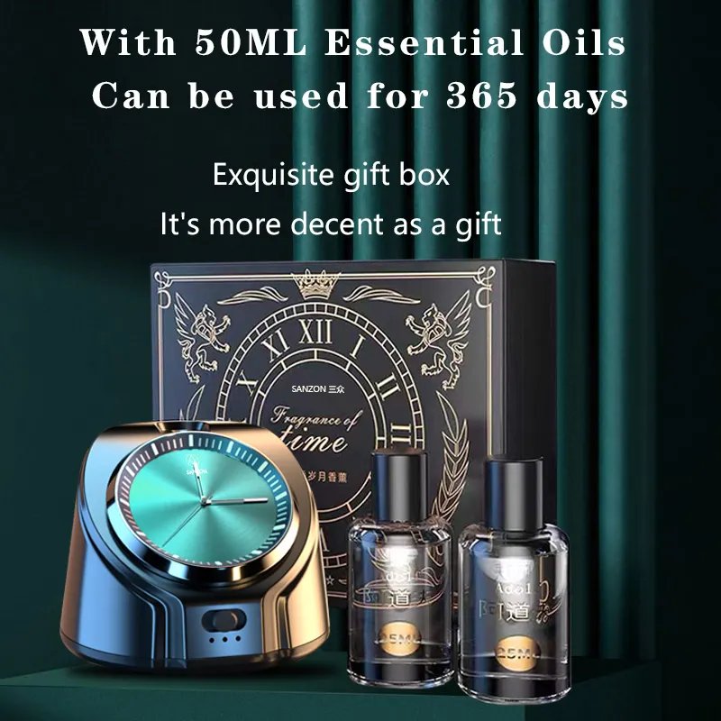 Wholesale Luxury Smart Automatically Rechargeable Wireless Car Clock Essential Oil Diffuser