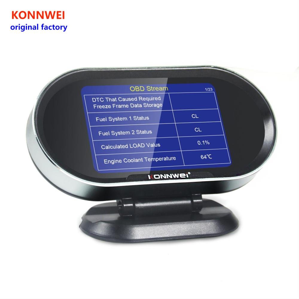 2in1 Speedometer HUD Auto Meter Safety Car Gauge KONNWEI KW206 OBD2 Diagnostic Scanner in Russian English Spanish
