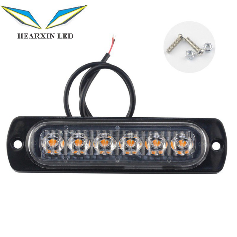 12V 24V 6SMD LED Strobe Warning Light Strobe Grille Flashing Light Bar Car Beacon Lamp Amber Yellow White Traffic Light