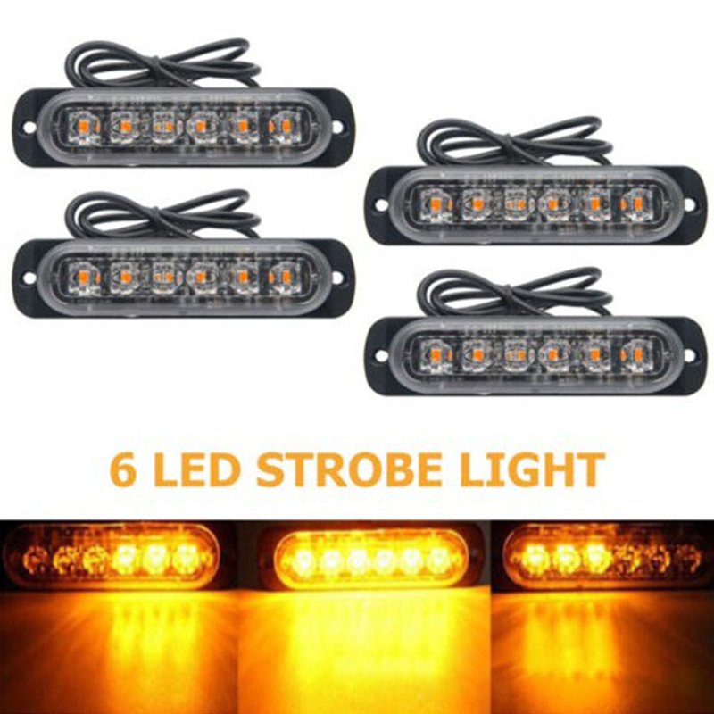 12V 24V 6SMD LED Strobe Warning Light Strobe Grille Flashing Light Bar Car Beacon Lamp Amber Yellow White Traffic Light
