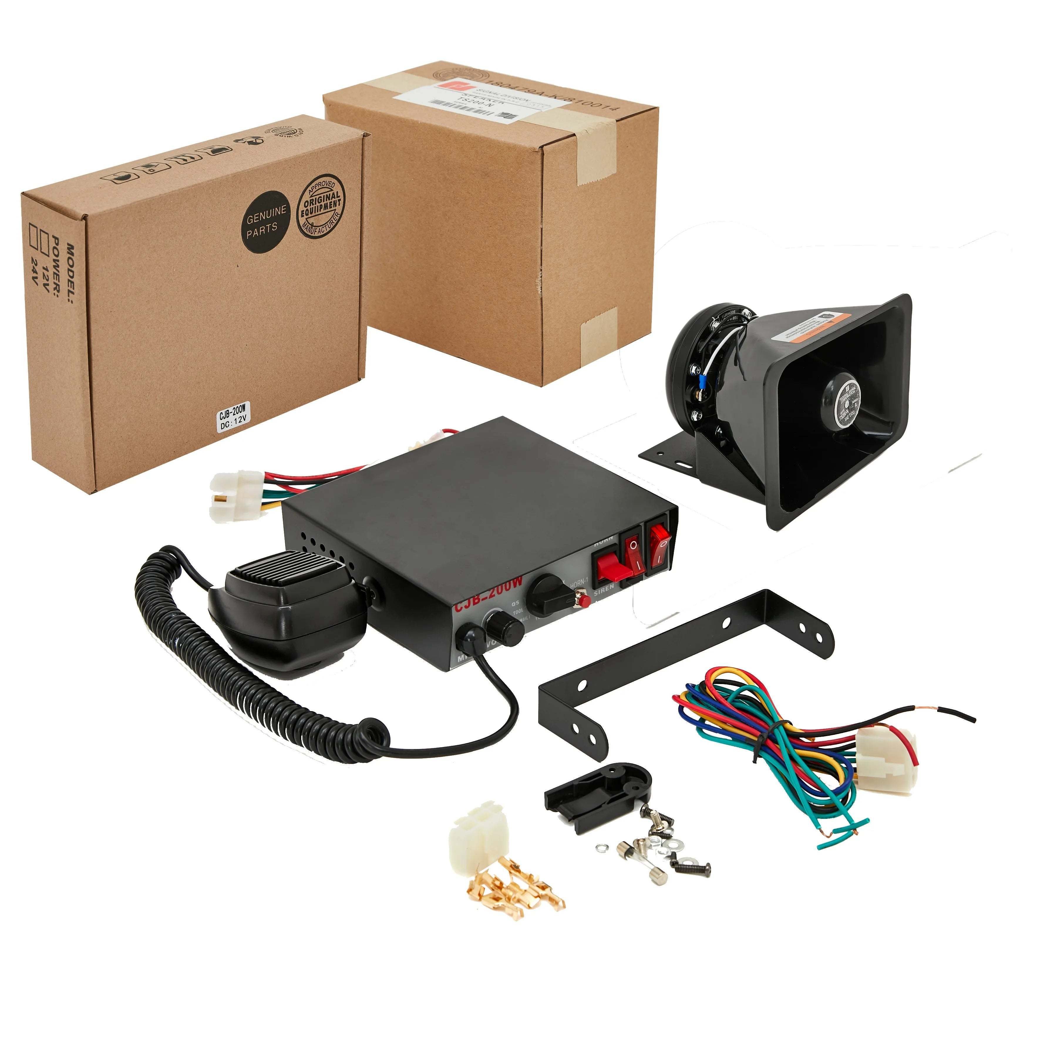 Square Siren Horn Speaker 200W Emergency Ambulance Fire Vehicle Security Alarm System