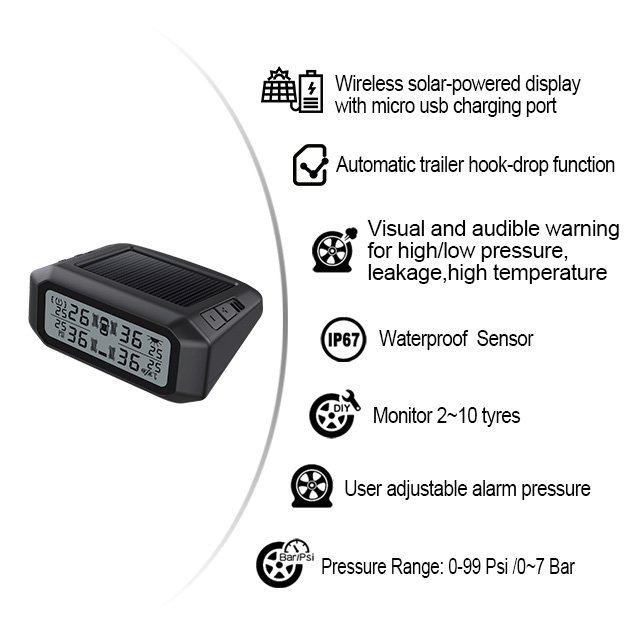 Promata High Quality Car Wireless Tire Pressure Monitoring System Tpms for 4WD Towing Trailer/caravan