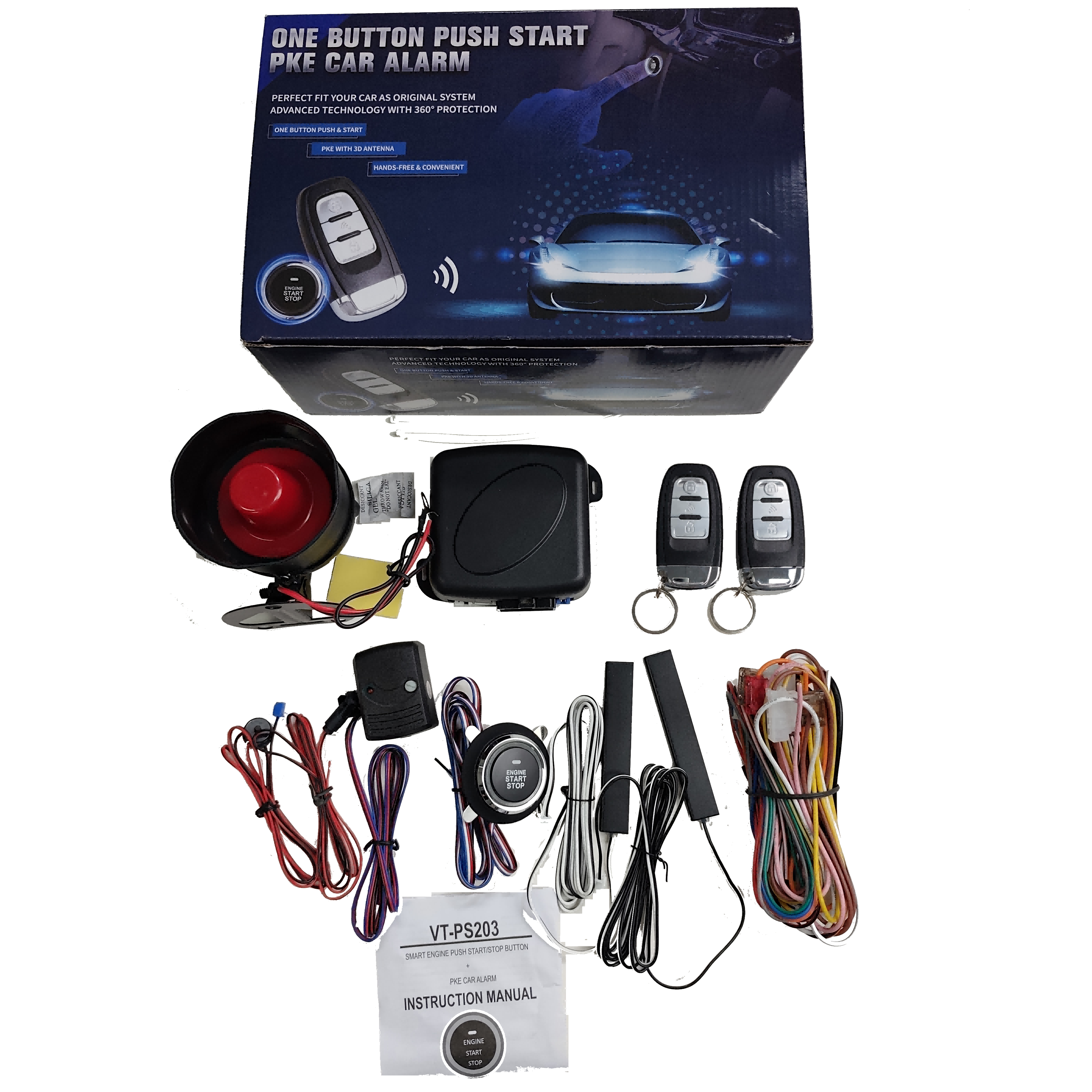 China Manufacturer Hot Sale PKE Remote Engine Start System Keyless Entry Push to Start Engine Start Button Car Alarm