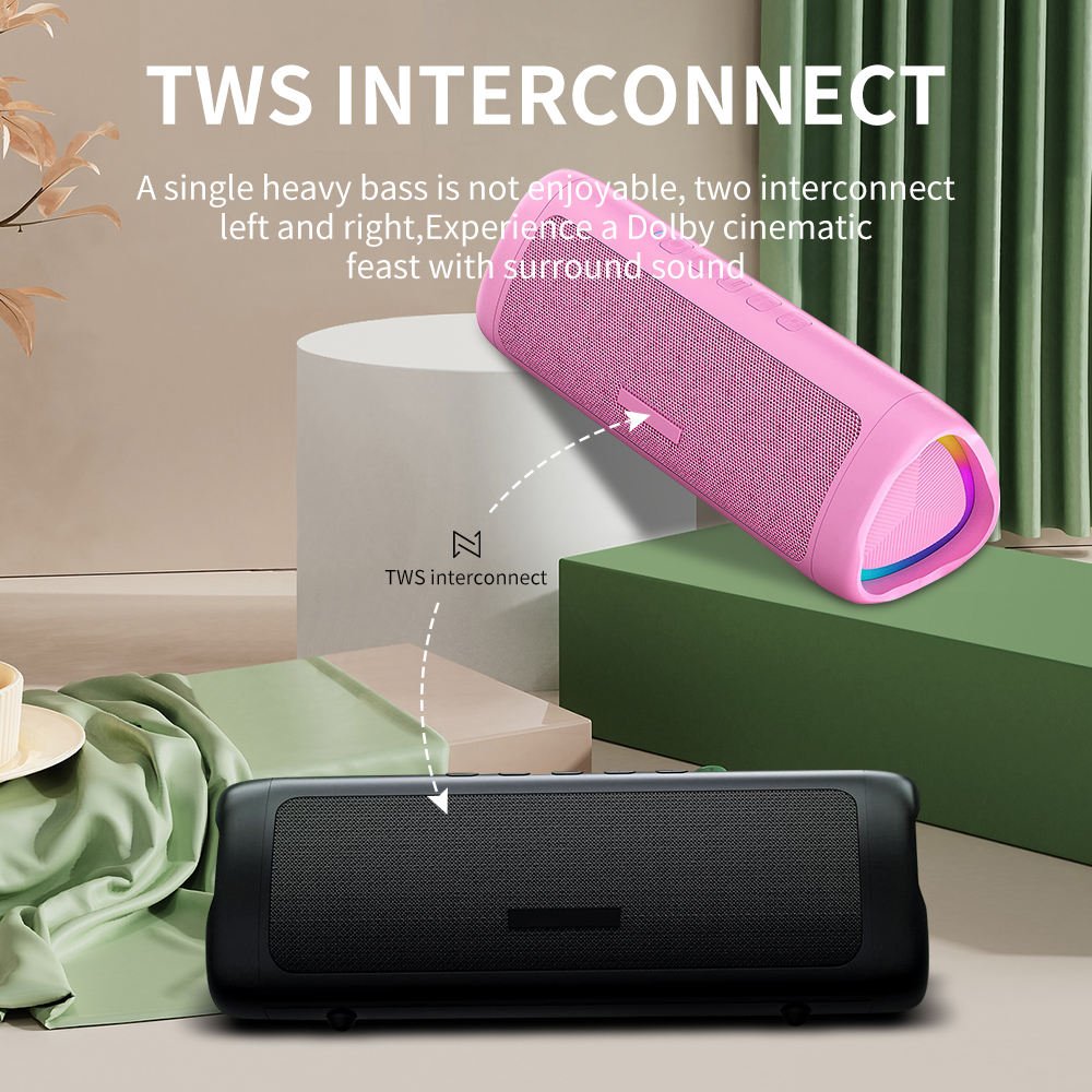 High Quality Good Stereo Sound Bluetooth Speaker Portable Wireless Speaker with RGB Light for Outdoor Home Party Stereo Battery