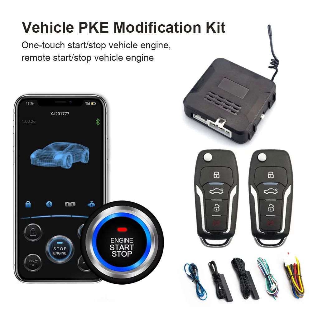 Universal Car Remote Start Stop Kit Blue Tooth Mobile Phone APP Control Engine Ignition Open Trunk PKE Keyless Entry