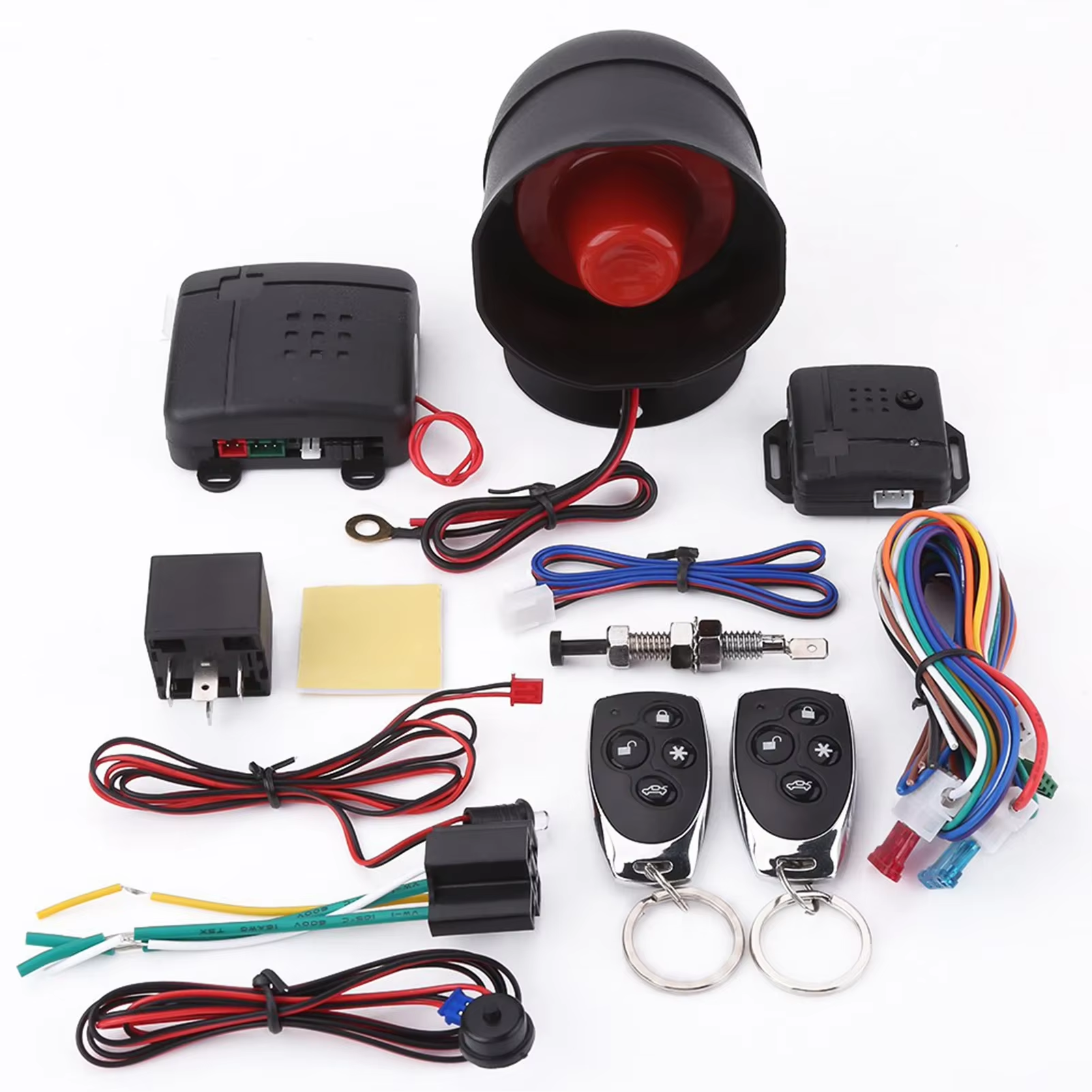 Universal Vehicle Security System with Siren and Wiring Harness Vehicle Keyless Entry System Anti-Theft System Car Burglar Alarm