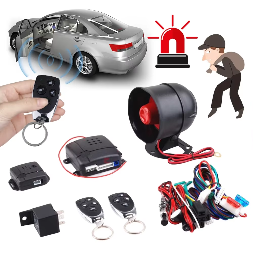Universal Vehicle Security System with Siren and Wiring Harness Vehicle Keyless Entry System Anti-Theft System Car Burglar Alarm