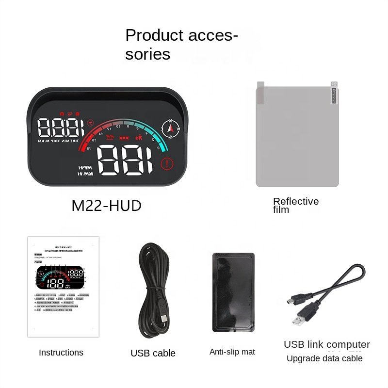 Universal Smart Gauge Head up Display Gps HUD M22 Smart Digital Speedometer with Temp Alarm Functions for All Cars