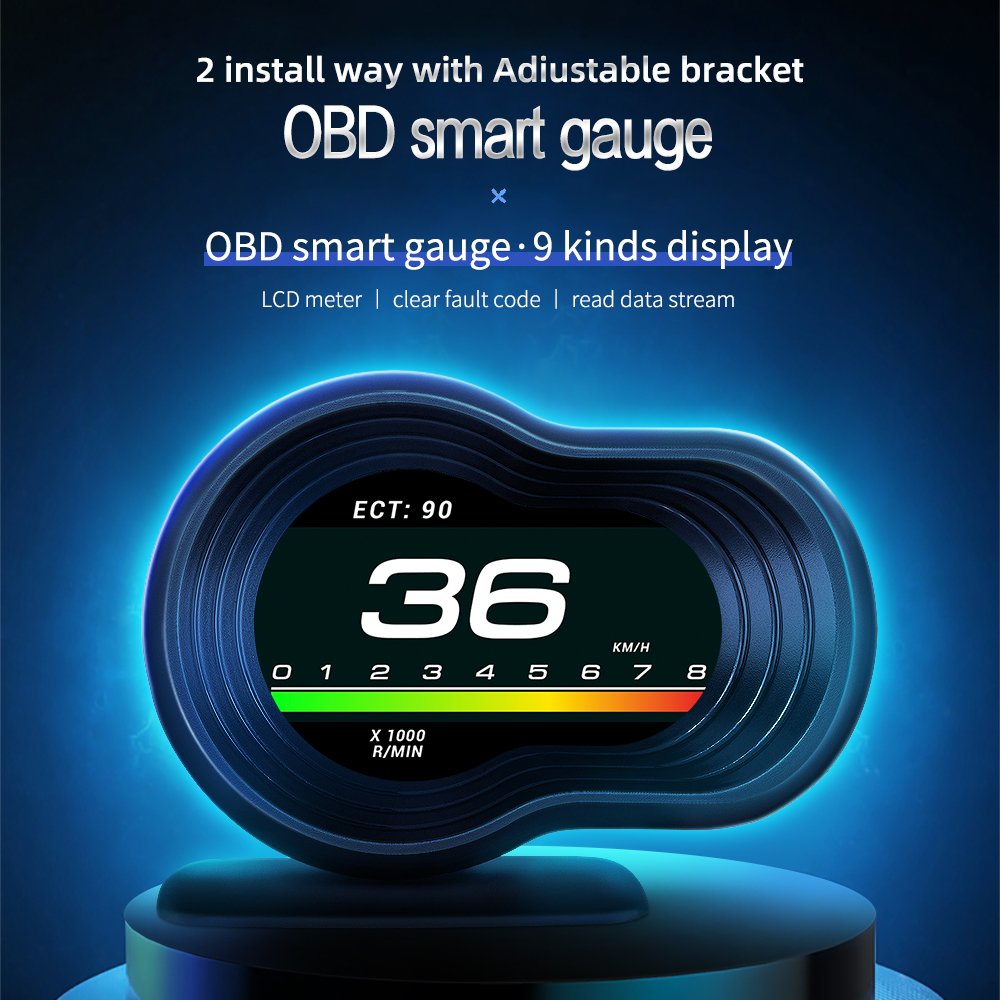 Car Head up Displays Car OBD LCD Multifunction Meter Portable HD HUD Voltage Alarm Overspeed Alarm Fuel Consumption