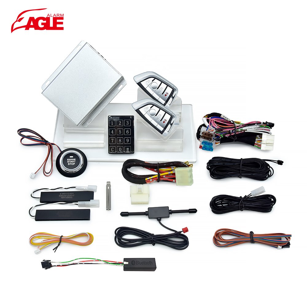 One Way Car Alarm System Automatic Remote Start Universal Pke Car Alarm with Phone App BT Control