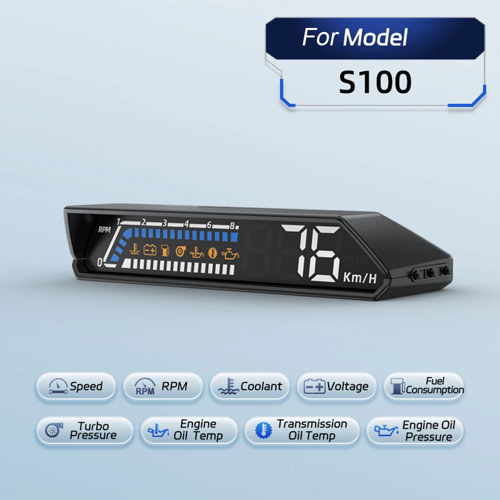 OBD Multifunctional Car Instrument Dual Display Screen OBD2 HUD Transmission Oil Temperature Monitoring Digital Speedometer
