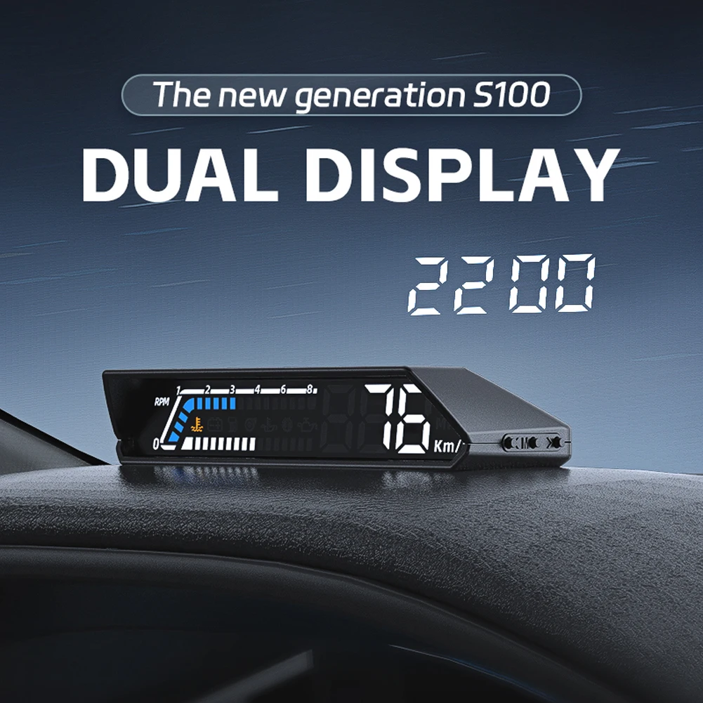 OBD Multifunctional Car Instrument Dual Display Screen OBD2 HUD Transmission Oil Temperature Monitoring Digital Speedometer