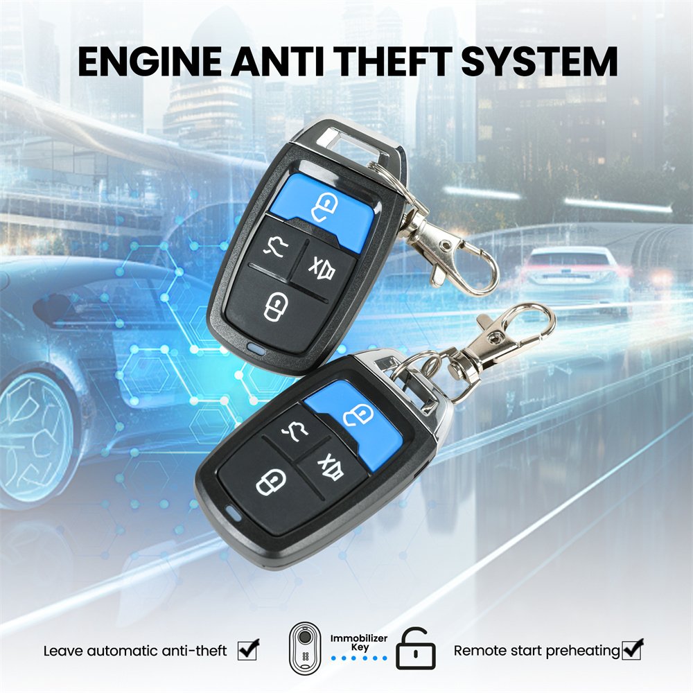 Professional Factory Car Alarm Security Alarm Anti-Carjack System Turbo Timer Output Engine Lock Ignition Starter Car Alarm