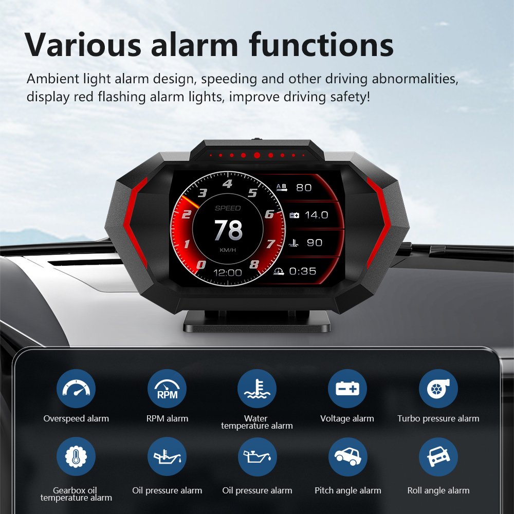 New P24 Car Head-Up Display HUD LCD OBD GPS Speedometer Water Temperature Fuel Consumption Product Category Head-Up Displays