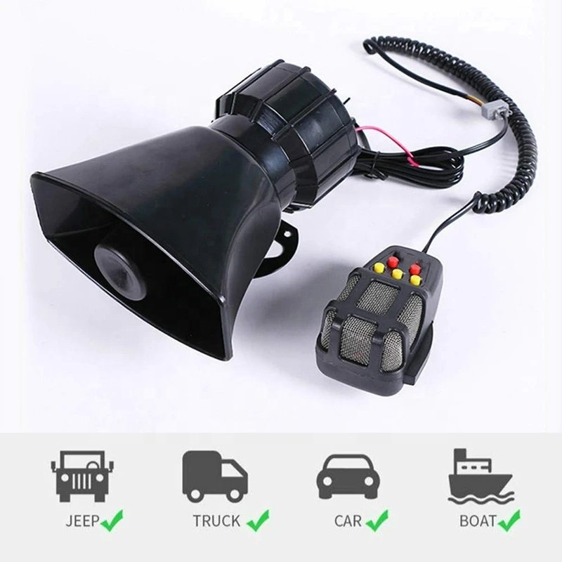 100W 5/7 Tone Loud Siren Motorcycle Truck Car Speaker Loud Siren Horn 130db With MIC Loud Horn Siren Fire Ambulance Loudspeaker