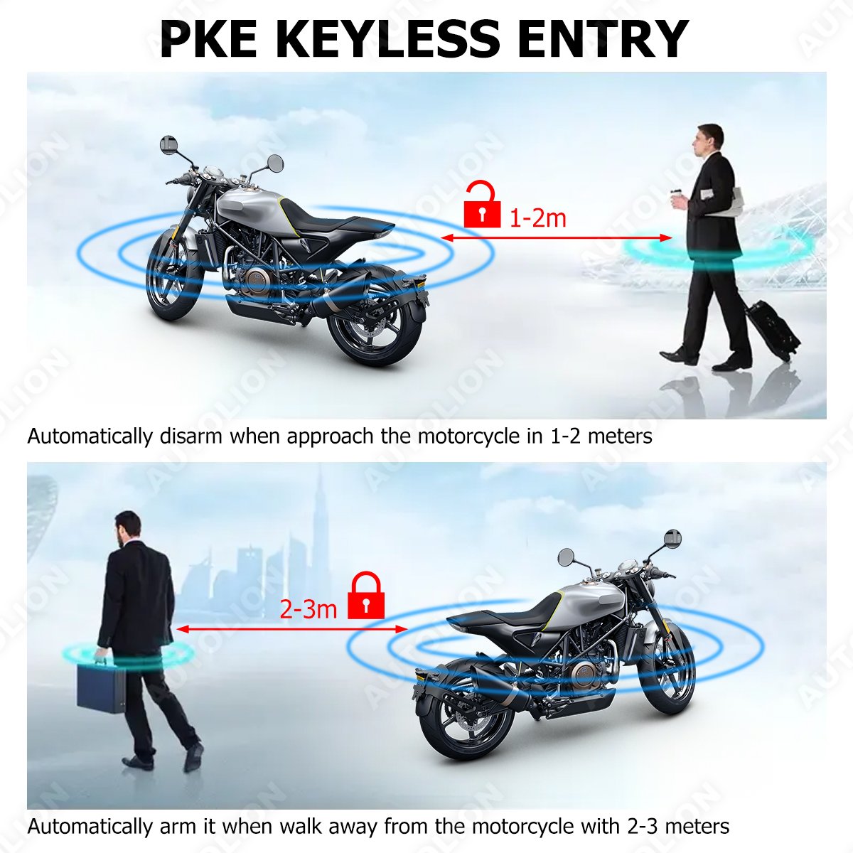 Prestige 2-way Motorcycle Alarm System PKE Passive Keyless Entry Remote Engine Start Anti-cutting Alarm