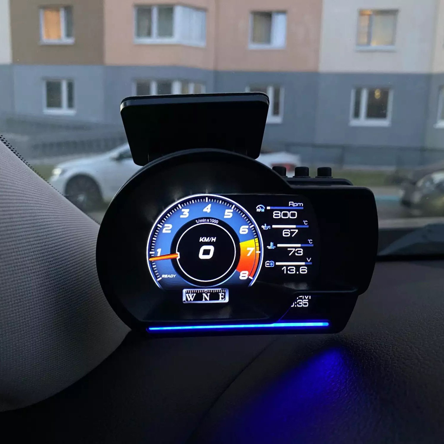 Popular Car Universal Multi-functional OBD2 Water Temperature boost Speed Oil Pressure Gauge Head-up Display Instrument