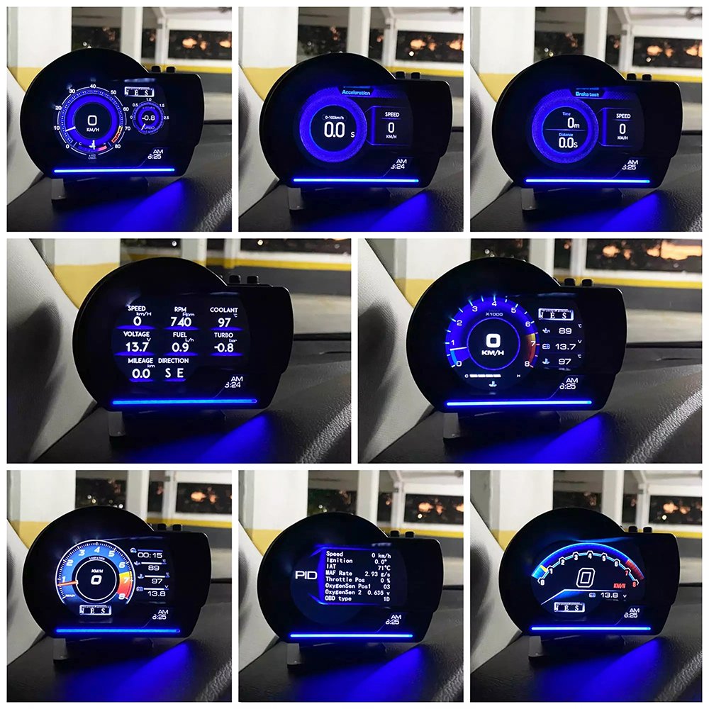 Popular Car Universal Multi-functional OBD2 Water Temperature boost Speed Oil Pressure Gauge Head-up Display Instrument